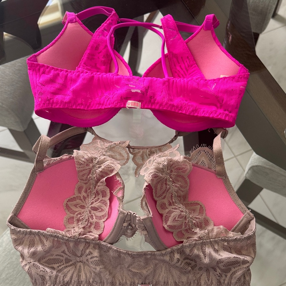 PINK Victoria's Secret bundle 4 Mixed Push-Up Bra Set - Hot Pink, Beige, Tie-Dye - Picture 8 of 9